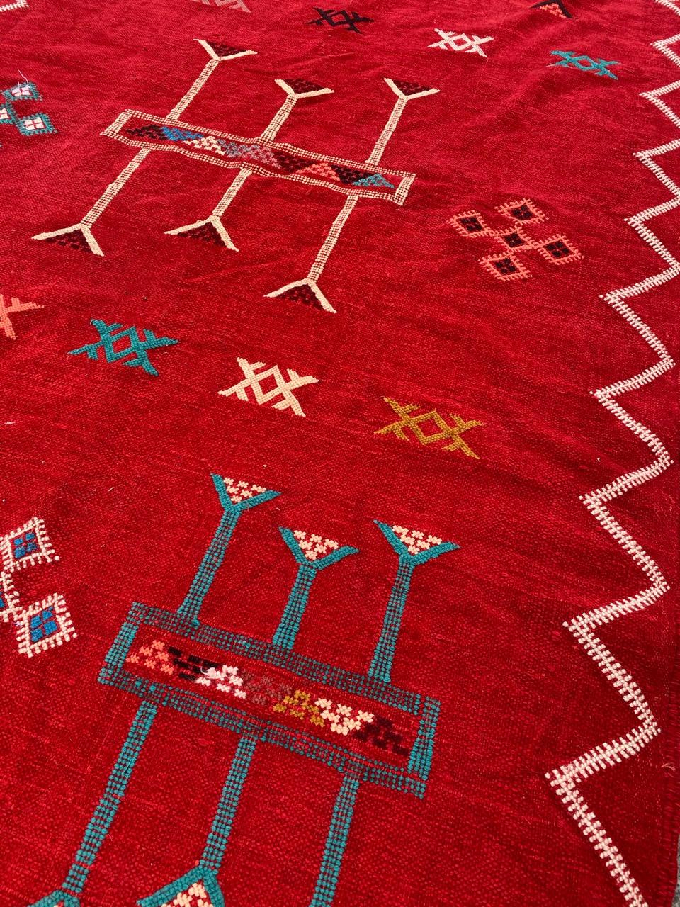 Bobyrug’s Nice Vintage Silk and Cotton Moroccan Kilim For Sale 5