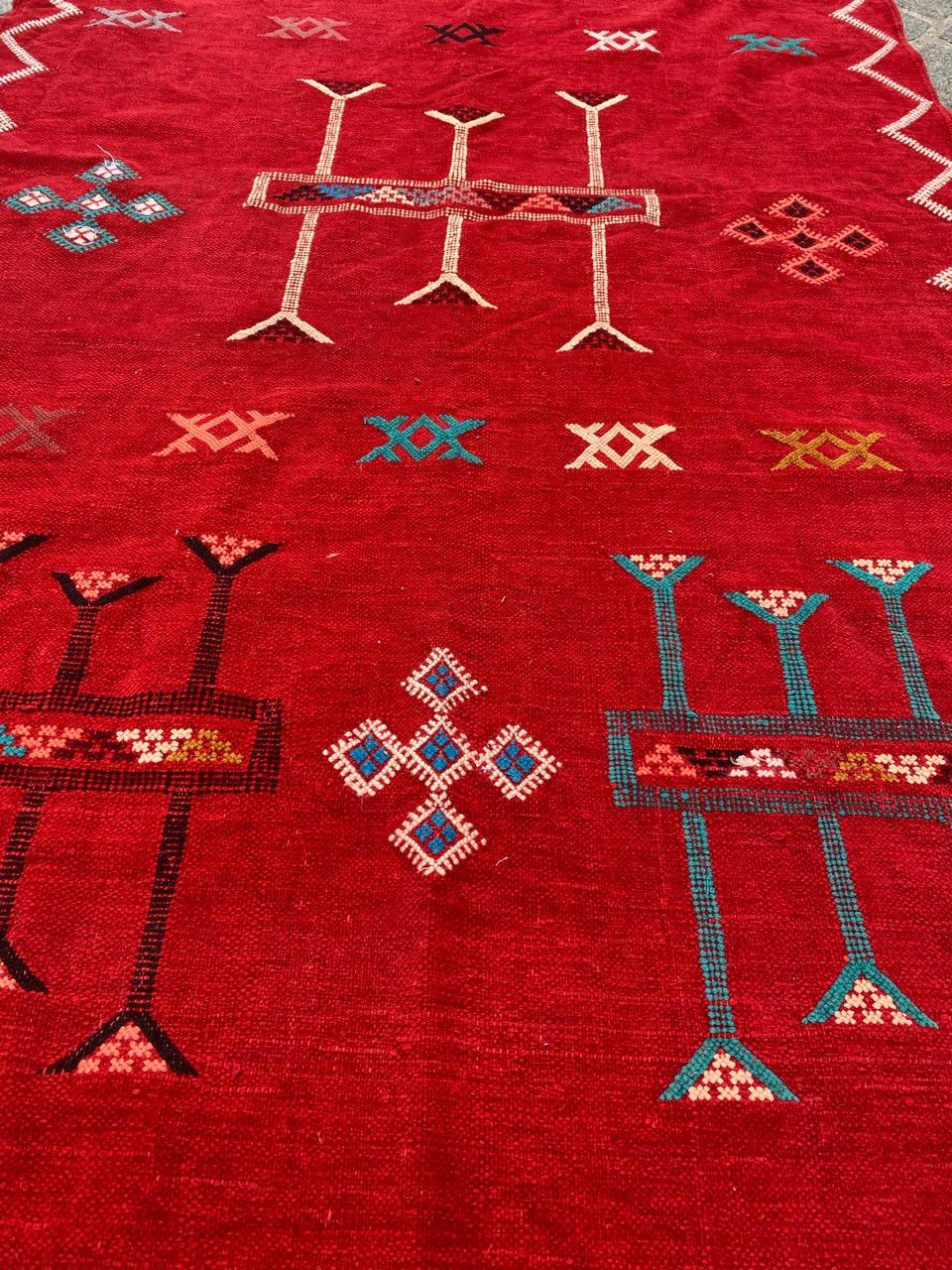 Bobyrug’s Nice Vintage Silk and Cotton Moroccan Kilim For Sale 7