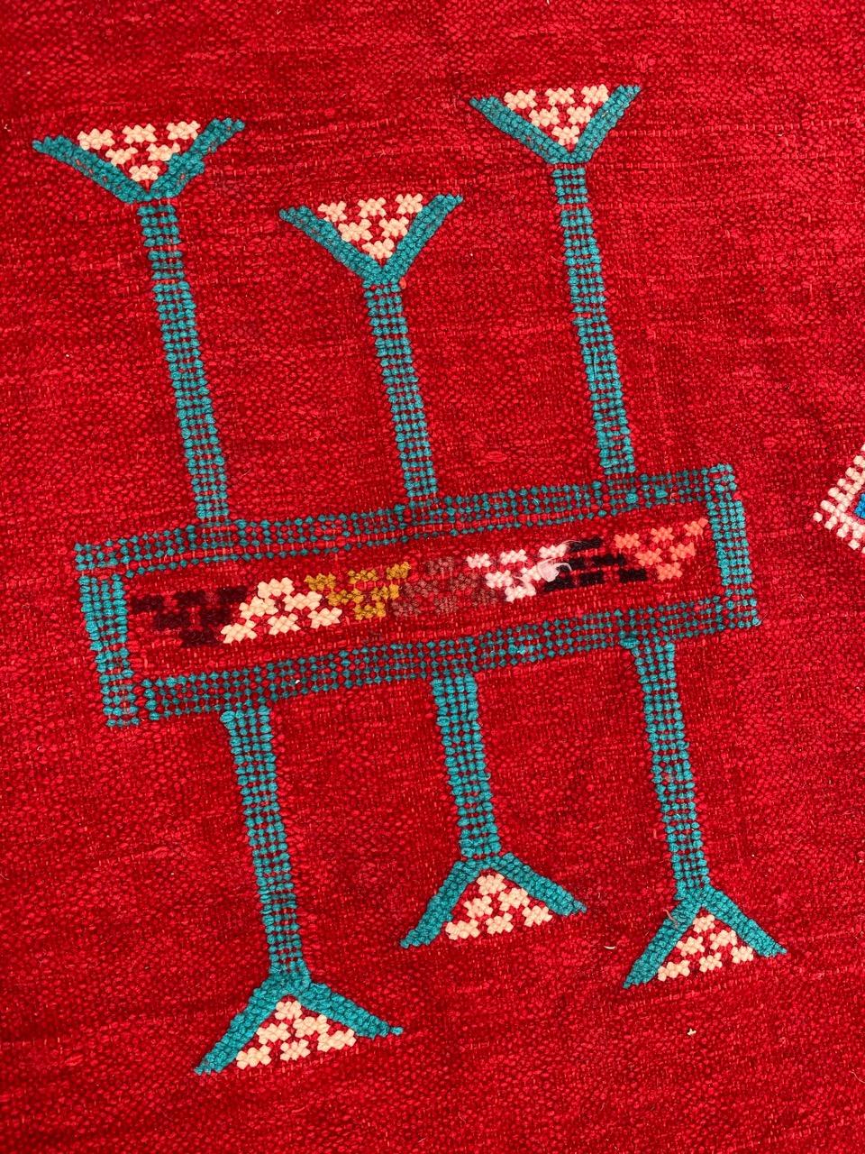 Bobyrug’s Nice Vintage Silk and Cotton Moroccan Kilim For Sale 2