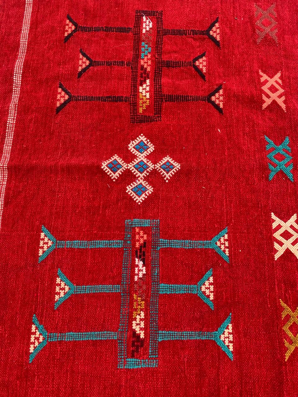 Bobyrug’s Nice Vintage Silk and Cotton Moroccan Kilim For Sale 3