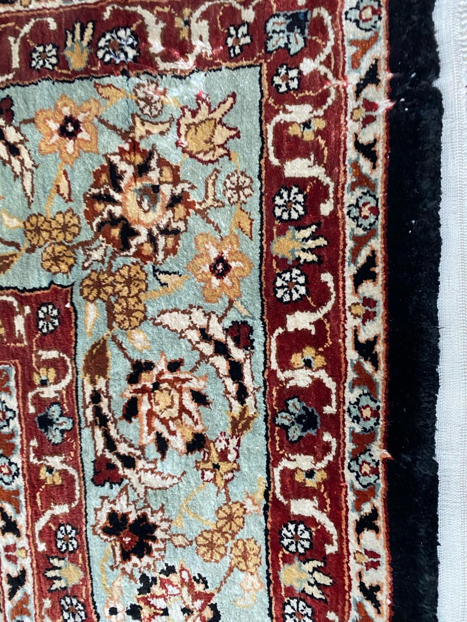 Bobyrug's Nice Vintage Silk Indian Rug (tapis indien en soie) en vente 7