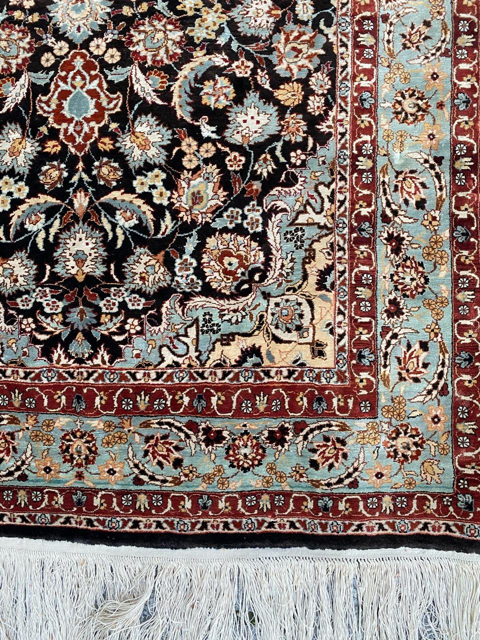 Hand-Knotted Nice Vintage Silk Indian Rug