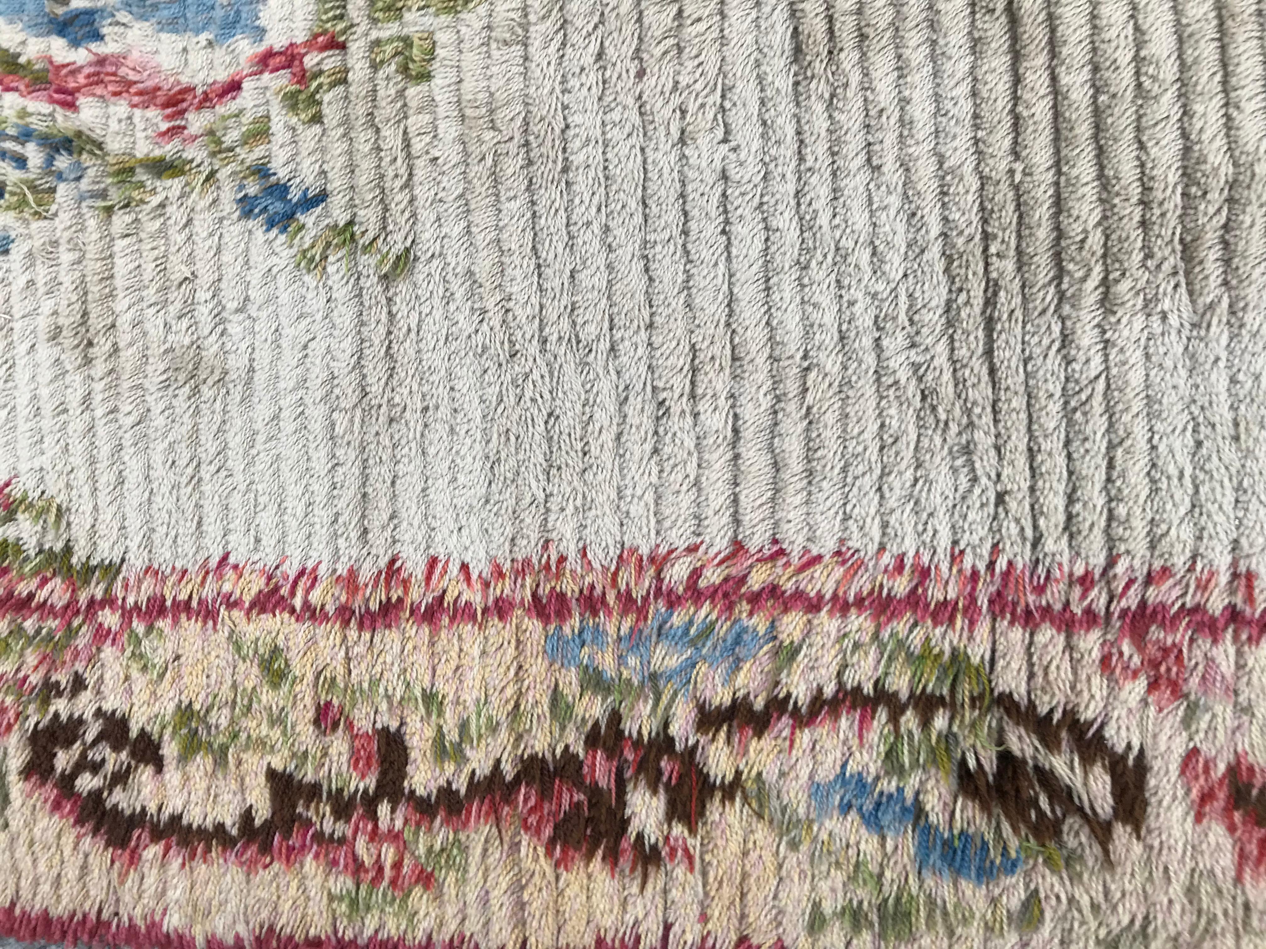 Bobyrug’s Nice Vintage Swedish Tapestry Design Runner For Sale 4