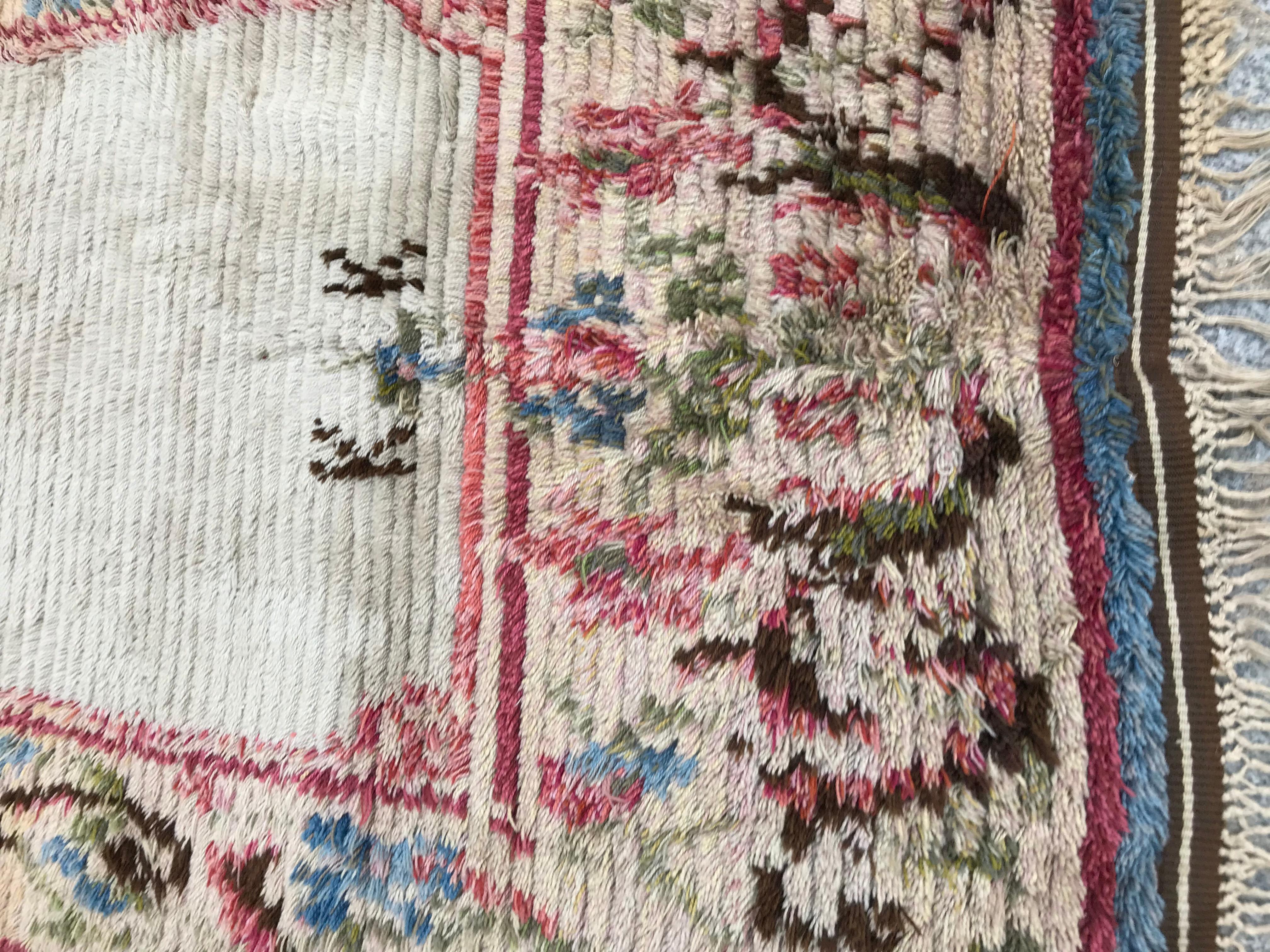 Scandinavian Bobyrug’s Nice Vintage Swedish Tapestry Design Runner For Sale