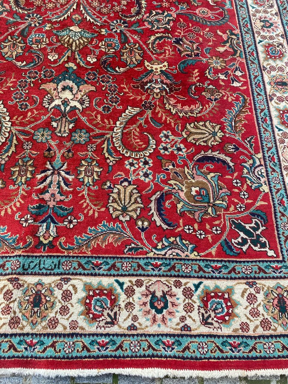 Hand-Knotted Bobyrug’s Nice Vintage Tabriz Rug For Sale