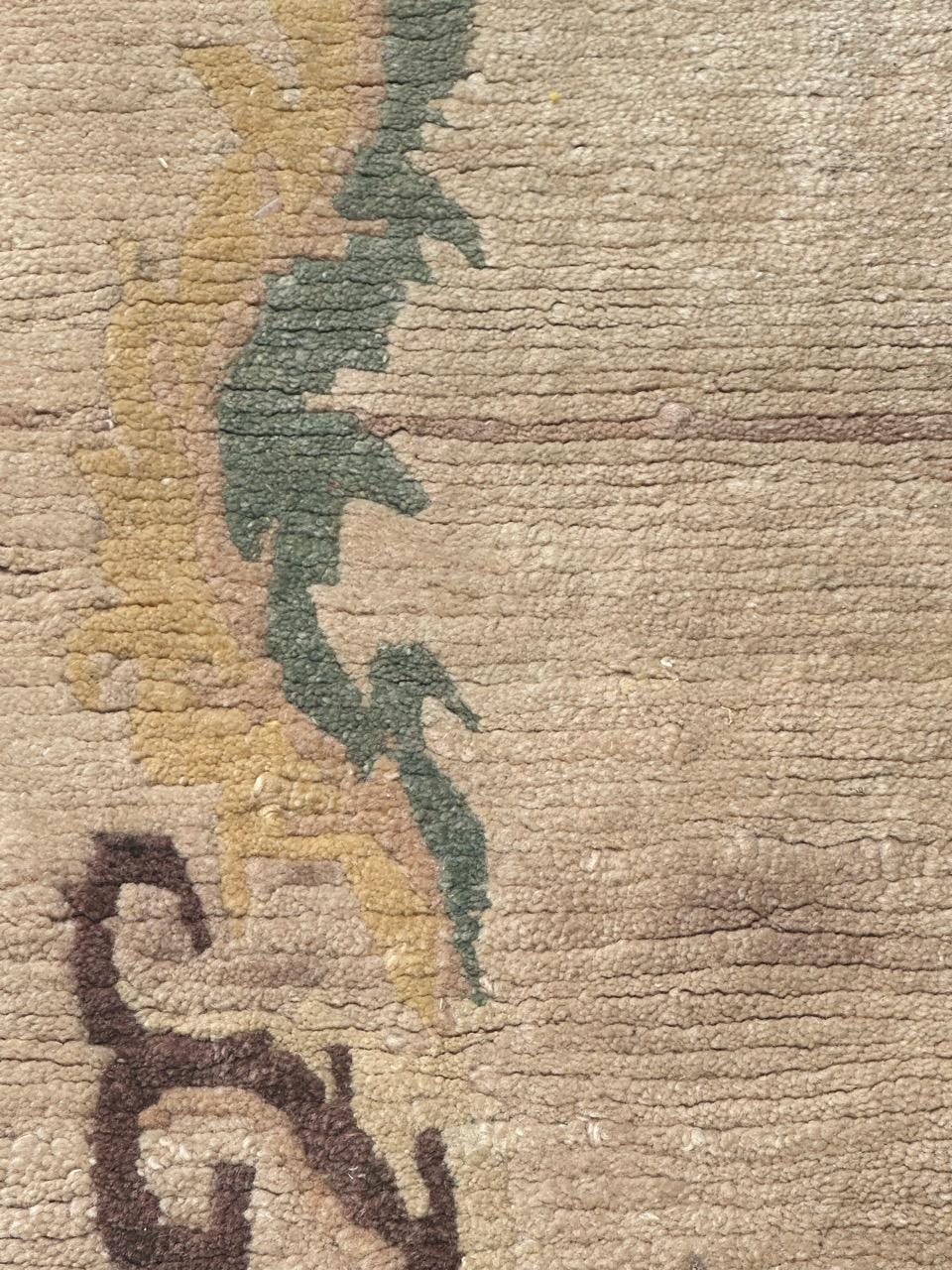 Lana Bel tappeto vintage tibetano nepalese dal design art déco in vendita