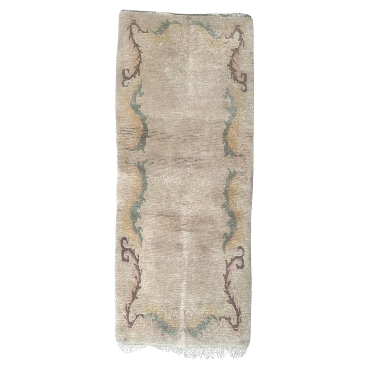 Bel tappeto vintage tibetano nepalese dal design art déco