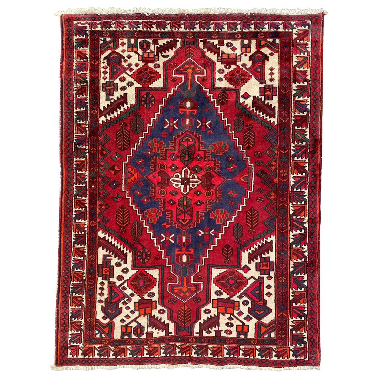 Vintage-Teppich mit Stammesmotiven, Hamadan