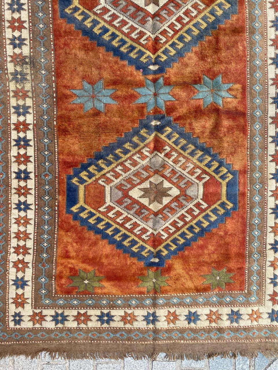 Hand-Knotted Bobyrug’s Nice Vintage Turkish Kars rug For Sale