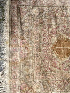 Bobyrug’s Nice Vintage Turkish Silk Kayseri Rug