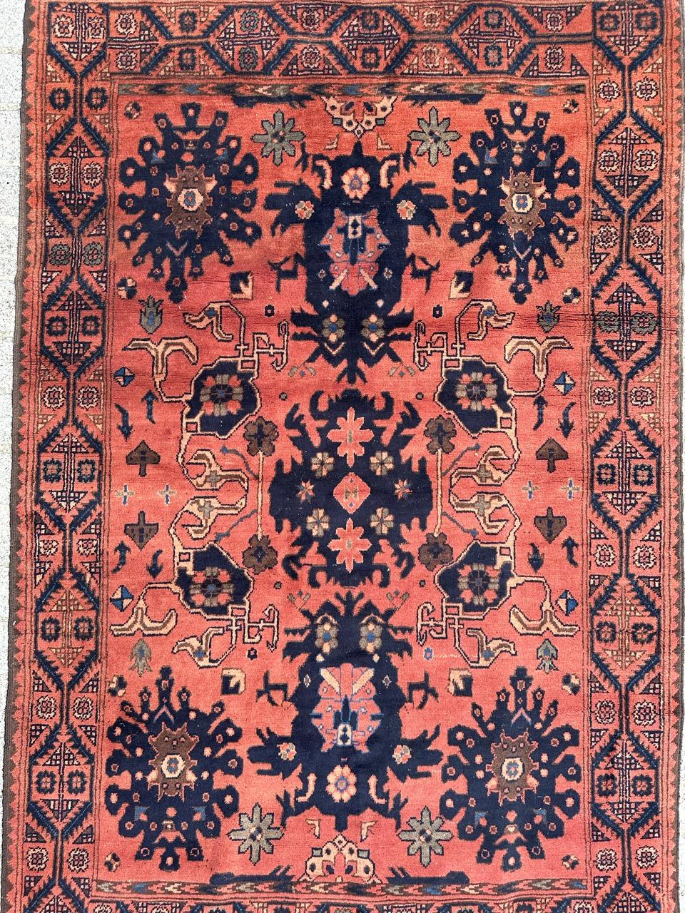 Rustic Bobyrug’s Nice vintage Turkmen Afghan rug  For Sale
