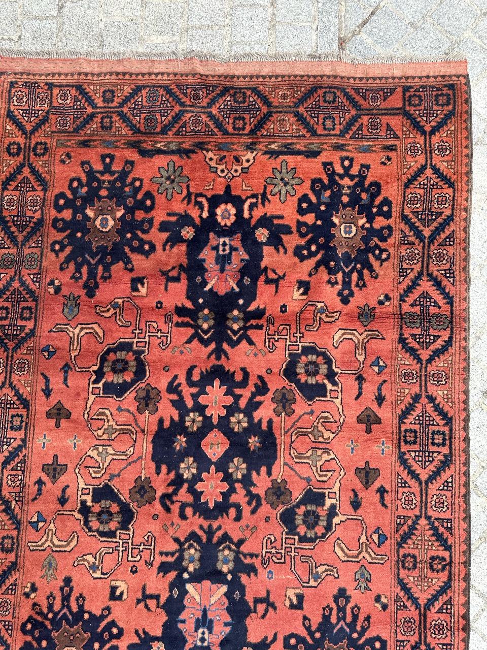 Hand-Knotted Bobyrug’s Nice vintage Turkmen Afghan rug  For Sale