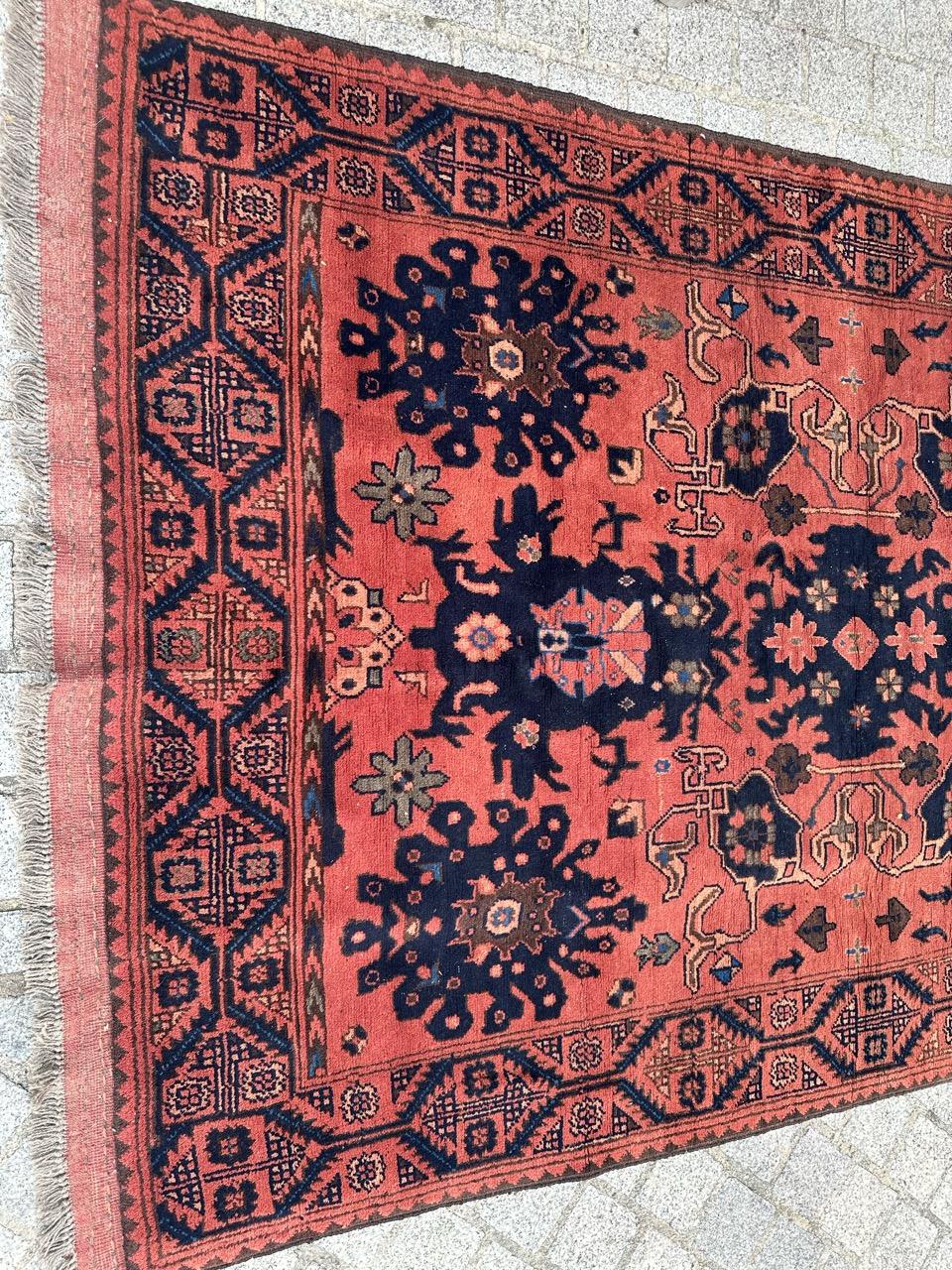 Wool Bobyrug’s Nice vintage Turkmen Afghan rug  For Sale