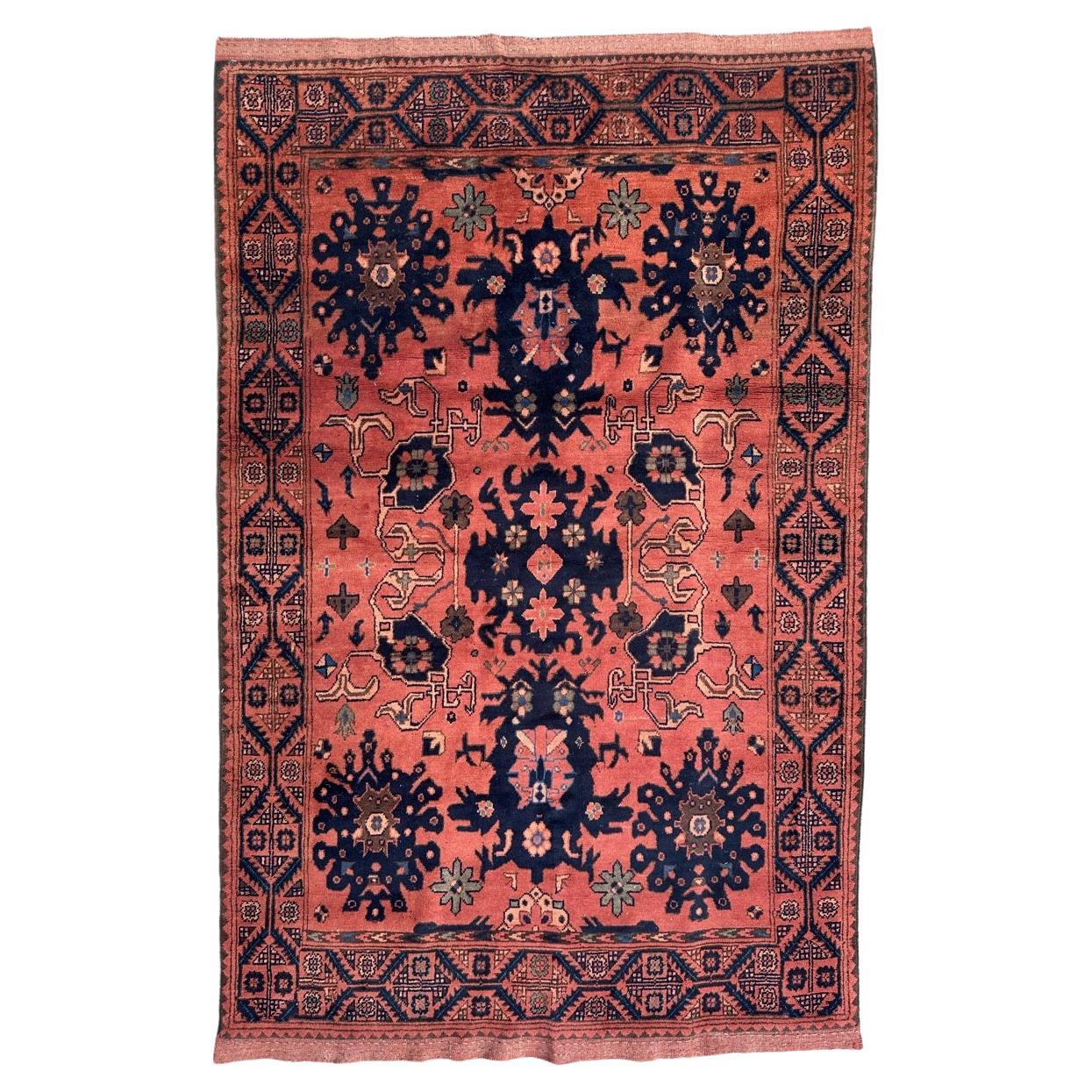 Bobyrug’s Nice vintage Turkmen Afghan rug  For Sale