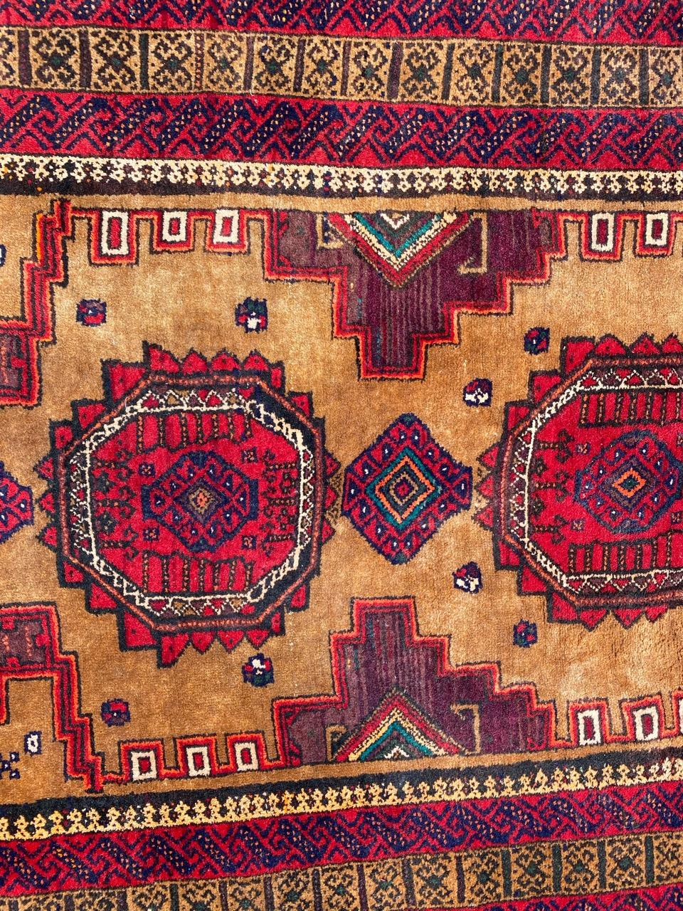 Hand-Knotted Nice Vintage Turkmen Baluch Rug For Sale