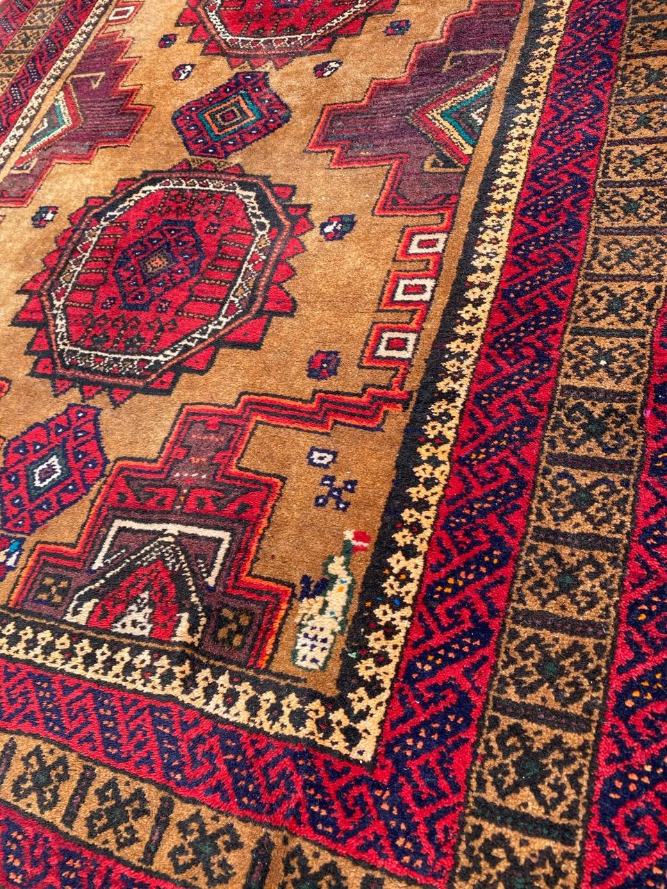 Wool Nice Vintage Turkmen Baluch Rug For Sale