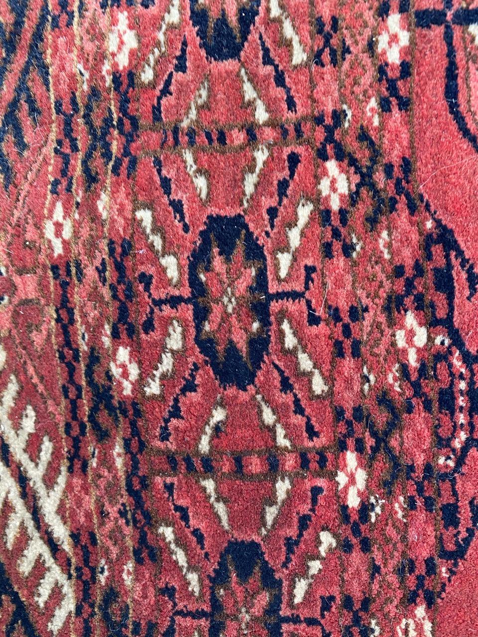 Bobyrug’s Nice mid century Turkmen Bokhara Rug For Sale 6