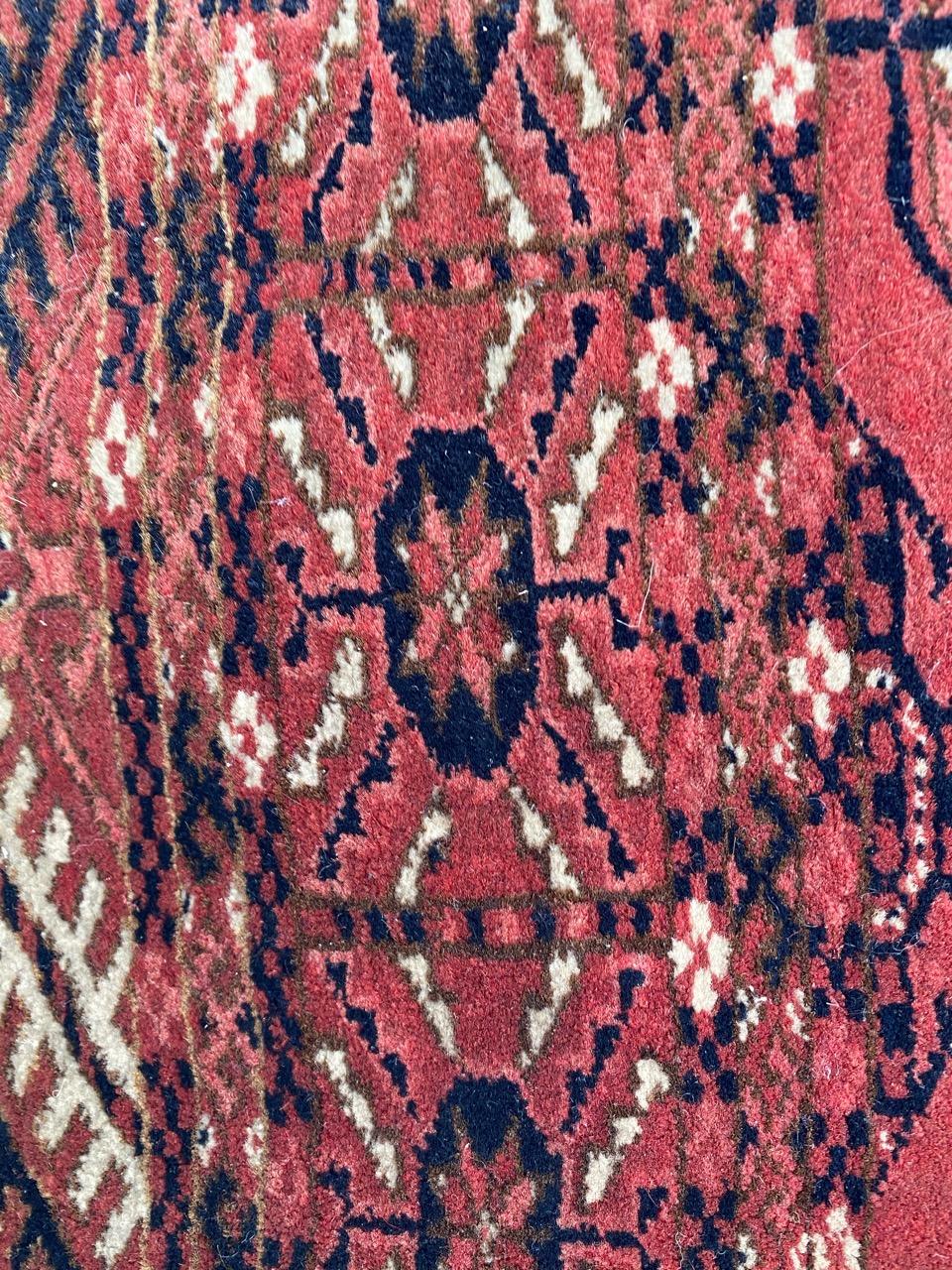 Bobyrug’s Nice mid century Turkmen Bokhara Rug For Sale 6