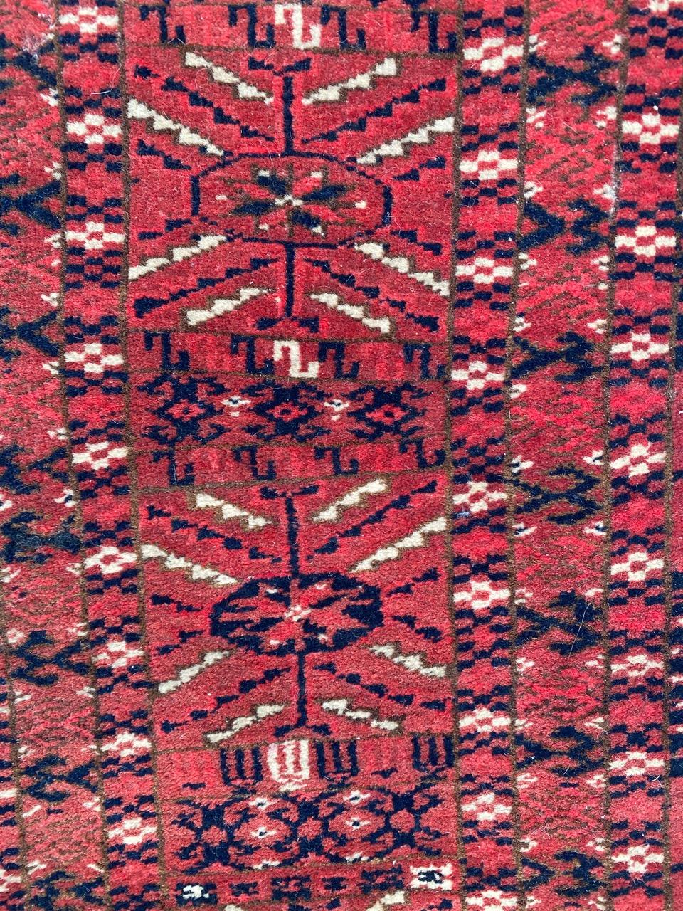 Wool Bobyrug’s Nice mid century Turkmen Bokhara Rug For Sale