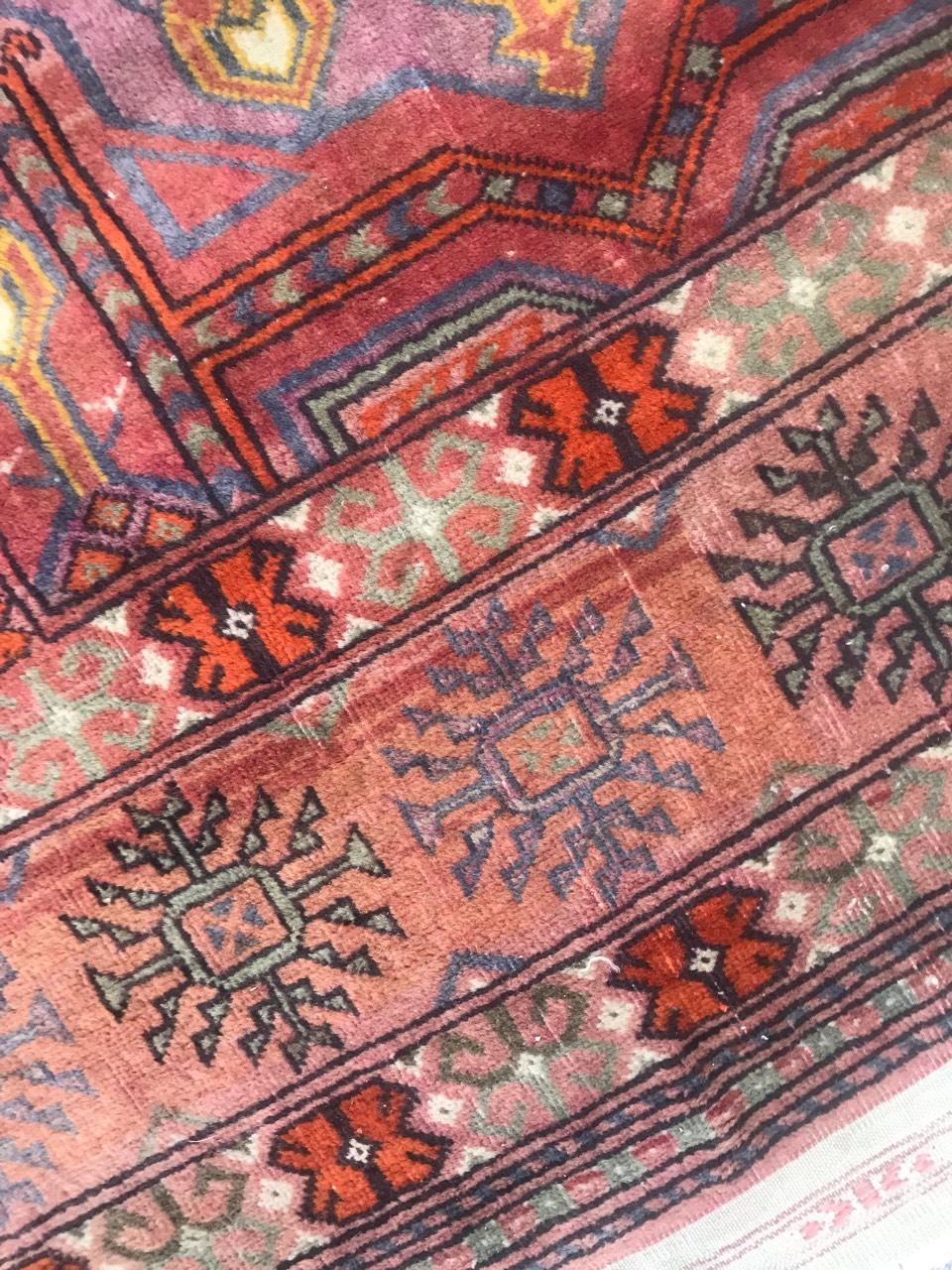 20th Century Bobyrug’s Nice Vintage Turkmen Rug For Sale