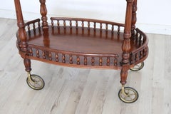 Nice Vintage Walnut Drinks Trolley or Bar Cart, Italy, 1930s