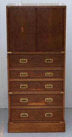 Nice Vintage Yew Wood Drinks Military Campaign Cabinet Cupboard Chest of Drawers