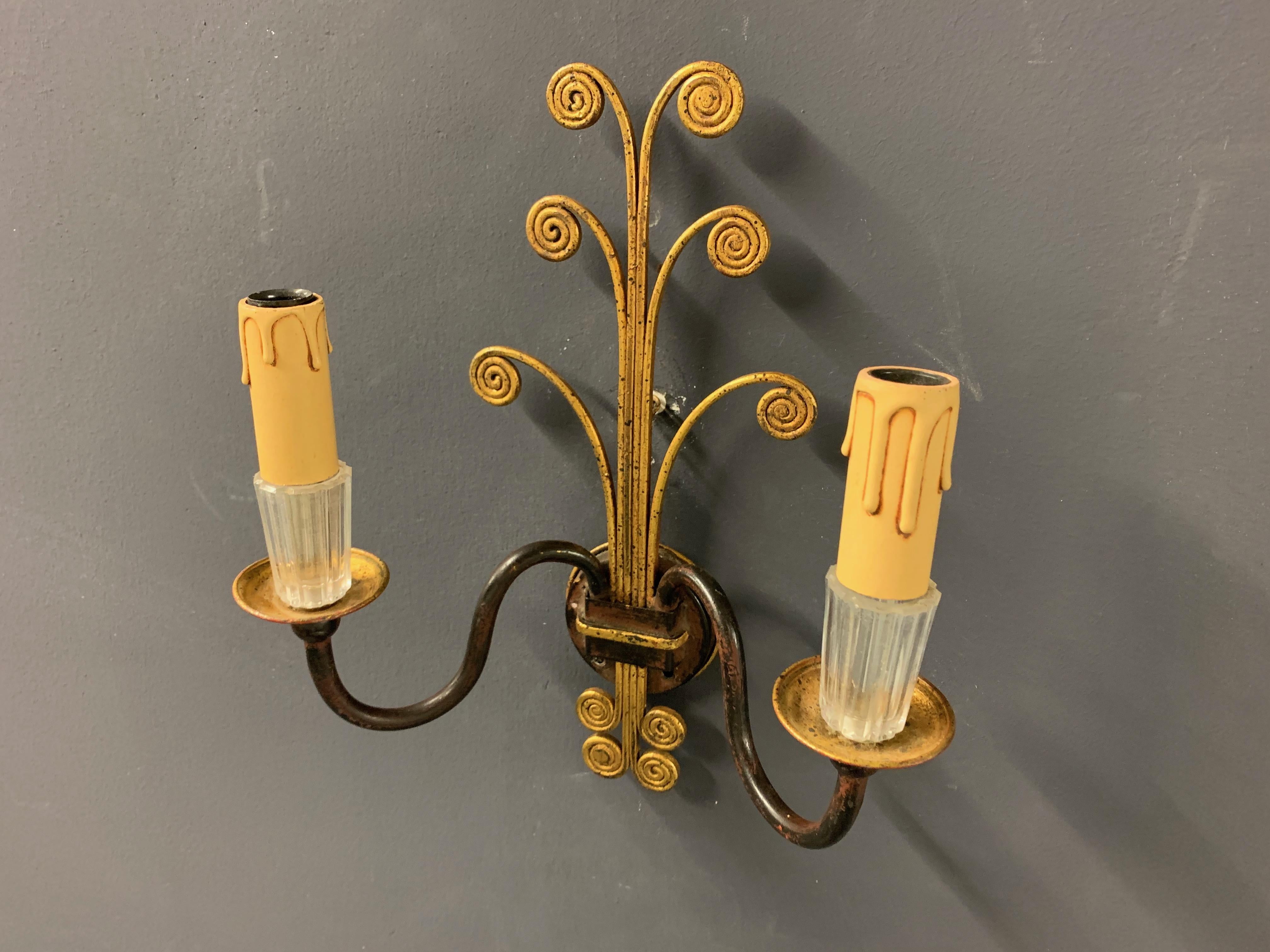 Late 20th Century Nice pair of wall  lamps by Maison Baguès For Sale