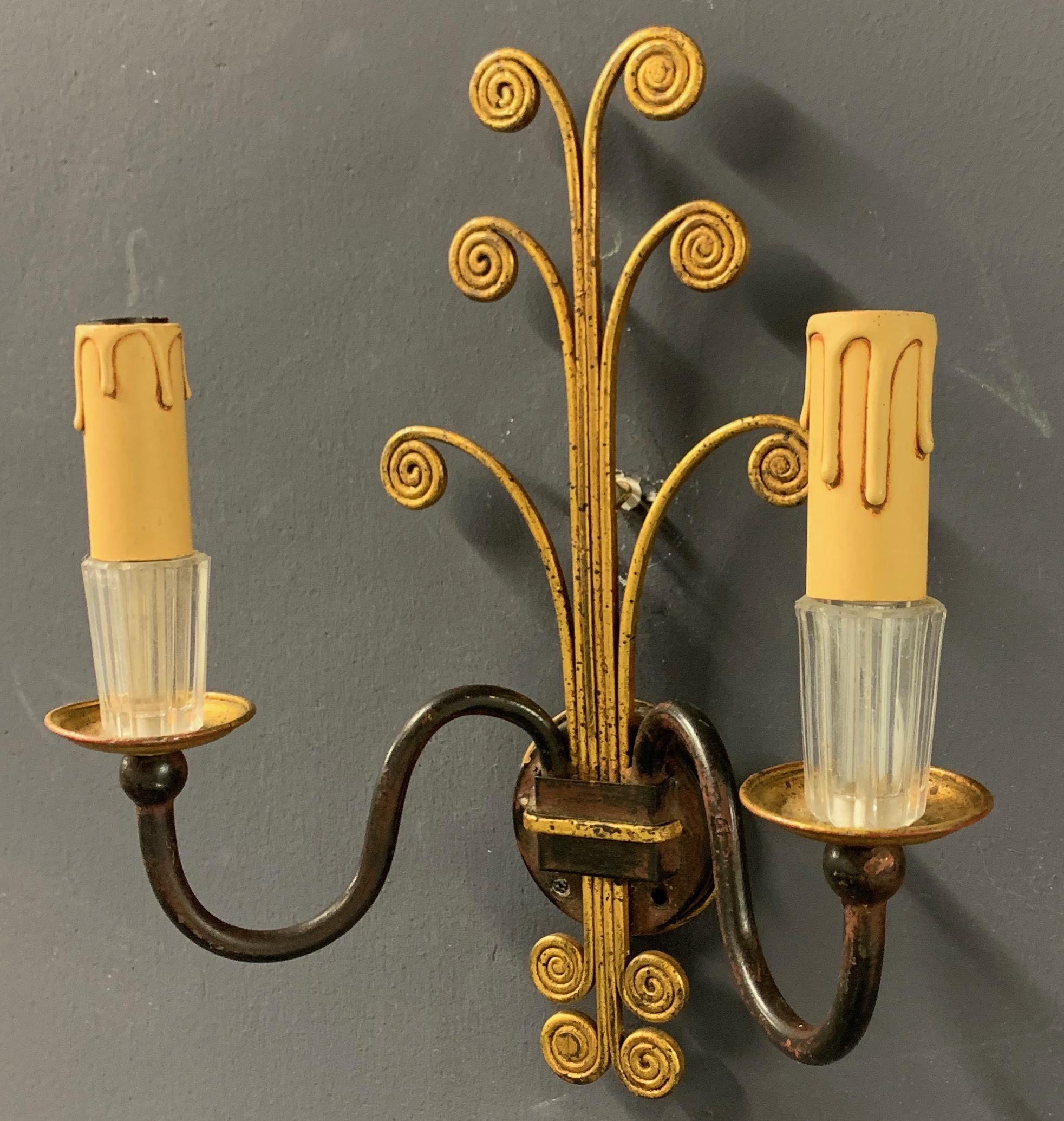 Nice pair of wall  lamps by Maison Baguès For Sale 2