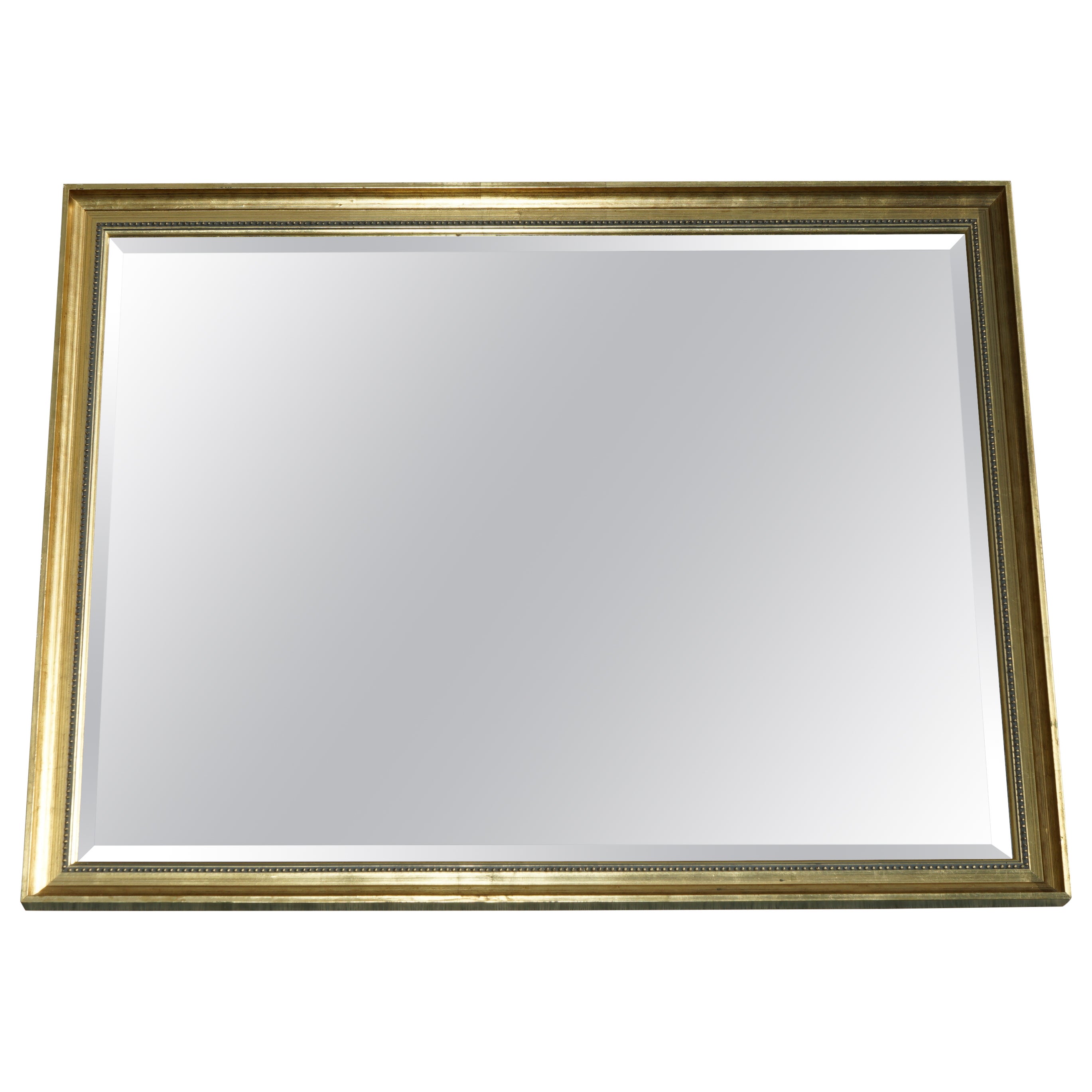 Bonito Espejo de Pared con Marco de Madera Dorada de Pino y Placa de Cristal con Borde Biselado