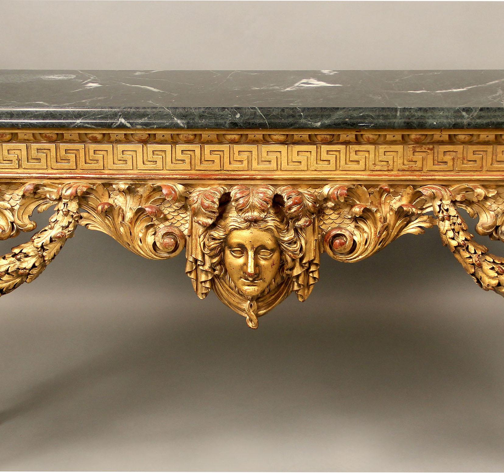 Belle Époque Nicely Carved Late 19th Century Giltwood English Console For Sale