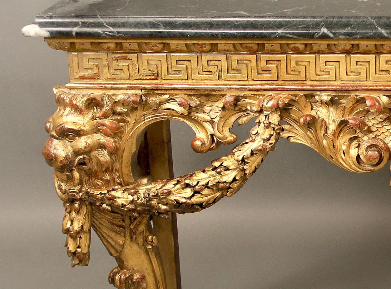 Nicely Carved Late 19th Century Giltwood English Console For Sale 1