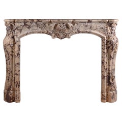 Antique Nicely carved Louis XV 19th style marble fireplace reproduction