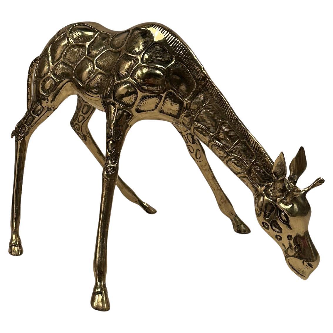 Nicely Cast Brass Giraffe Sculpture For Sale