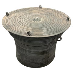Nicely Detailed and Patinated Bronze Southeast Asian Rain Drum
