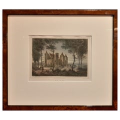Eine schön gerahmte Ansicht des Schlosses Muiden, Niederlande, 1858