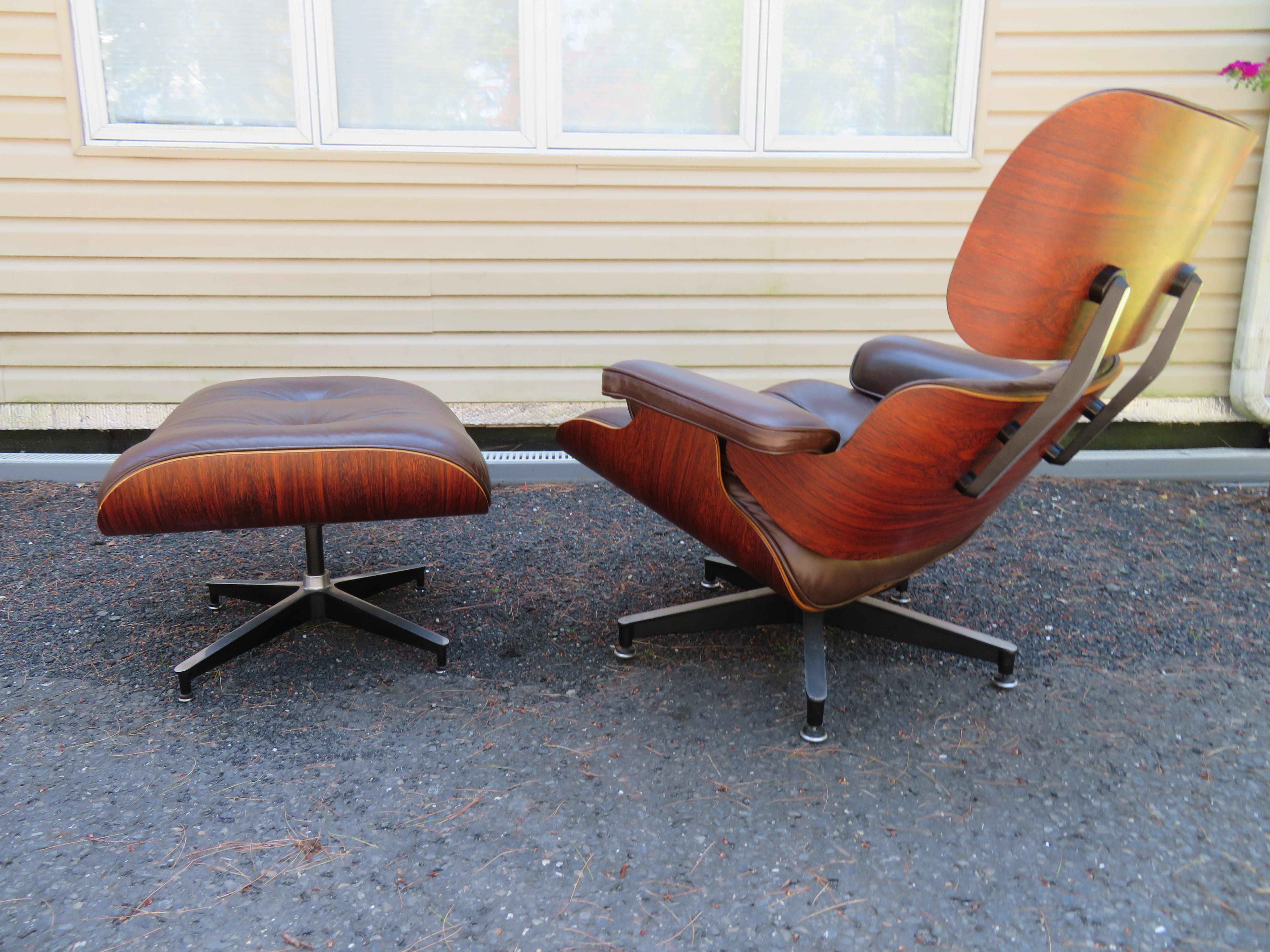 Nicely Grained Eames Herman Miller Rosewood 670 671 Lounge Chair Ottoman Brown 13