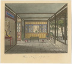 Nicely Hand-Colored Antique Print of a Chinese Room
