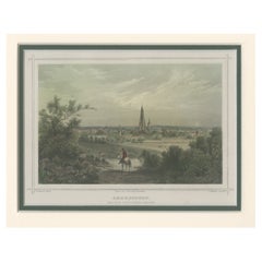 Bonita vista coloreada a mano de la ciudad de Amersfoort, Países Bajos, 1858