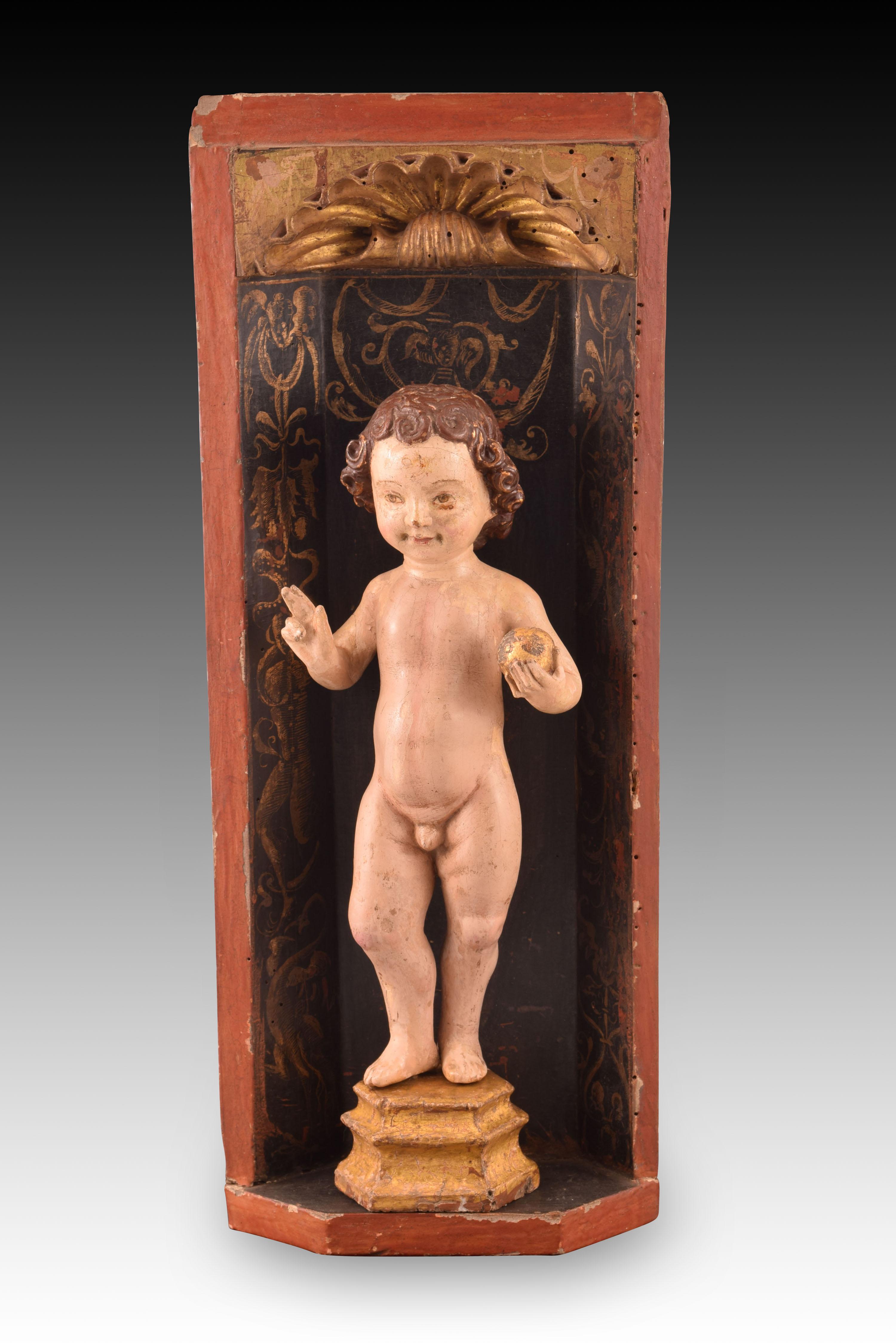 Niche. Carved and polychrome wood. 16th century For Sale 2