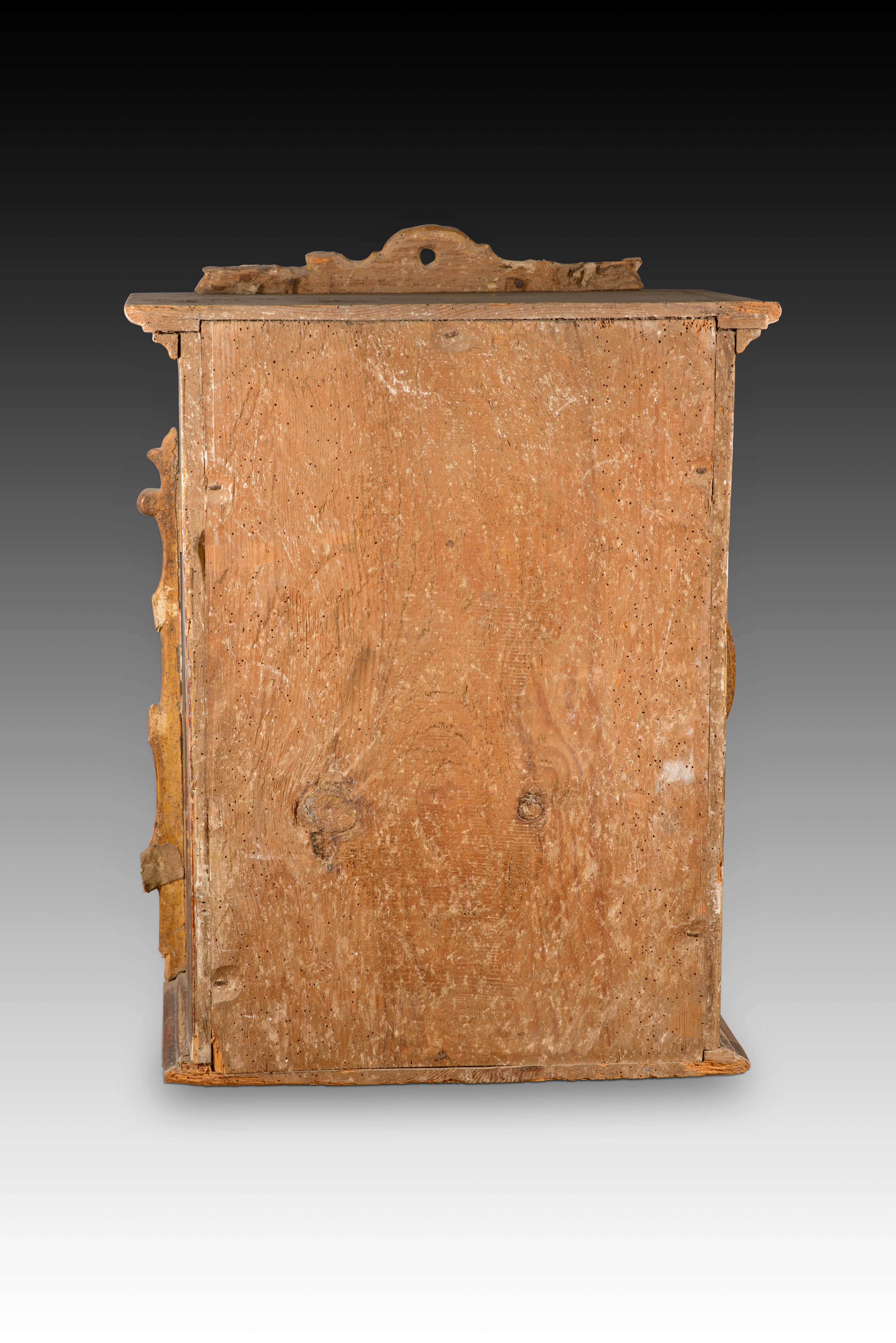 Niche. Bois sculpté et polychrome. Peut-être une école espagnole, 18e siècle. État moyen - En vente à Madrid, ES