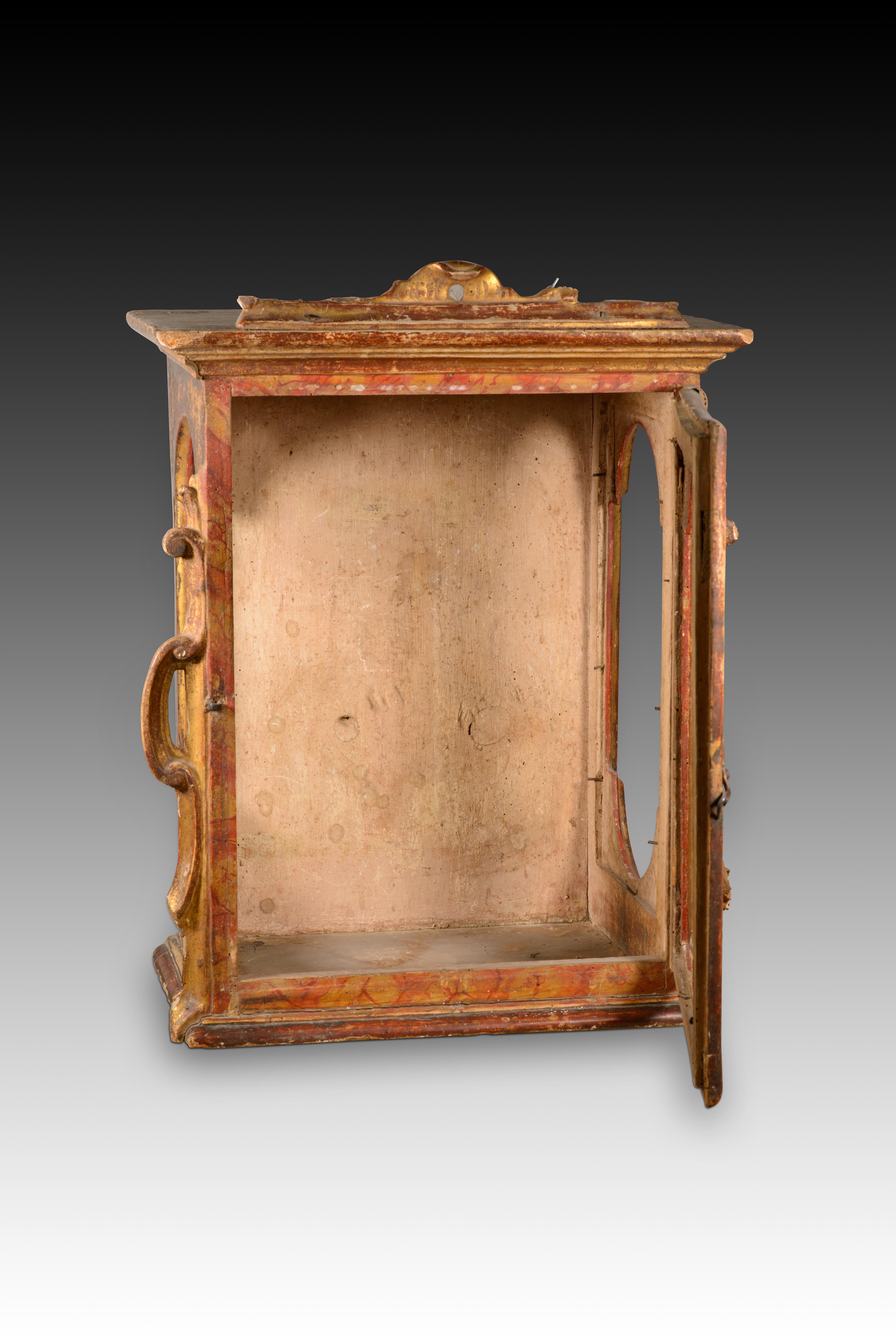 Métal Niche. Bois sculpté et polychrome. Peut-être une école espagnole, 18e siècle. en vente