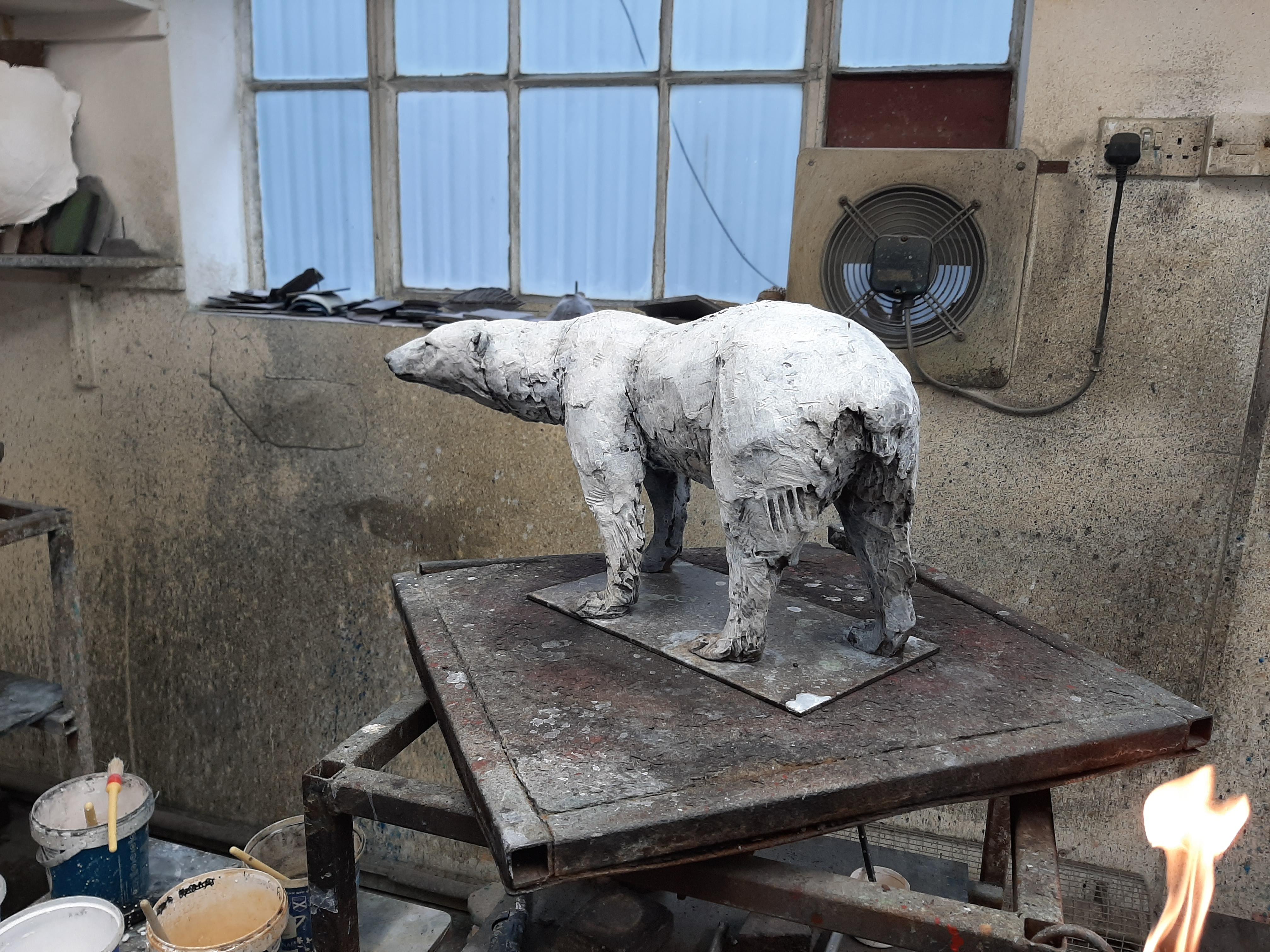 ''Arctic Bear'', Contemporary Bronze Sculpture Portrait of a Polar Bear 9