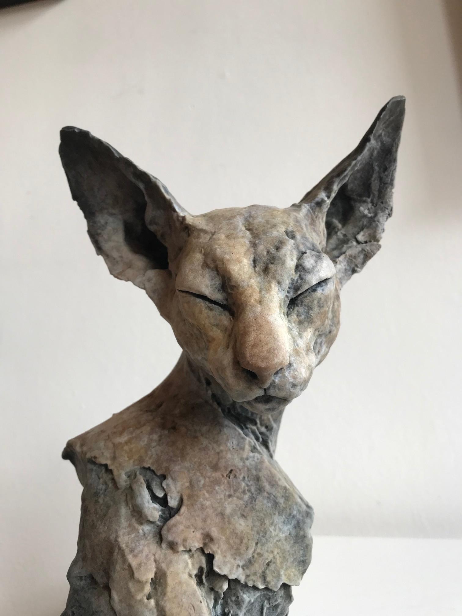 ''Bastet Study 1'', Contemporary Bronze Sculpture Portrait of a Bastet, Cat 2