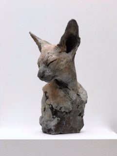 ''Bastet Study 1'', Contemporary Bronze Sculpture Portrait of a Bastet, Cat