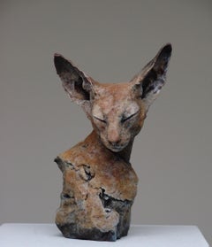 ''Bastet Study 1'', Contemporary Bronze Sculpture Portrait of a Bastet, Cat