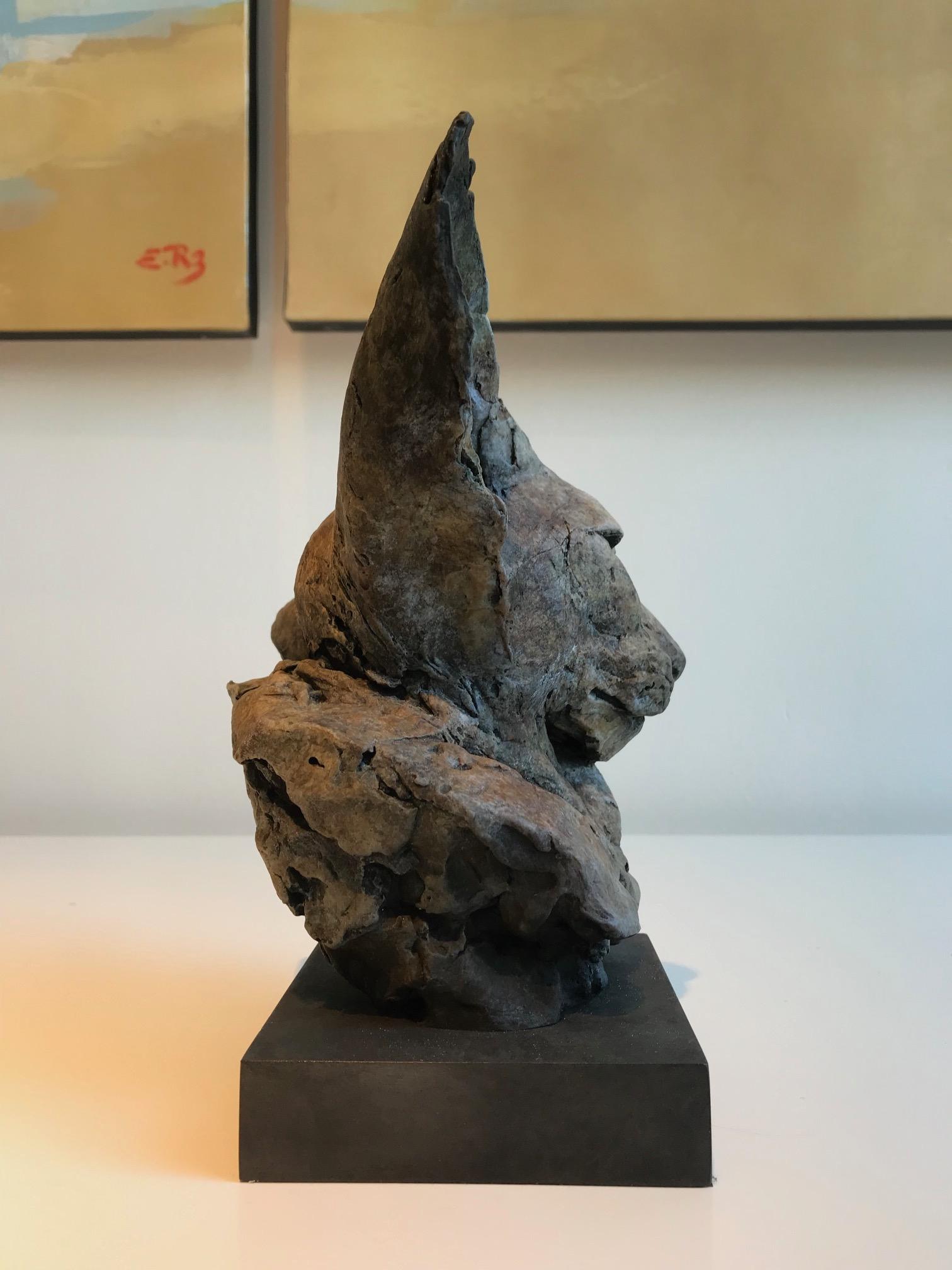 ''Bastet Study 2'', Contemporary Bronze Sculpture Portrait of a Bastet, Cat 2