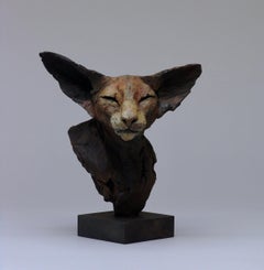 ''Bastet Study 4'', Contemporary Bronze Sculpture Portrait of a Bastet, Cat