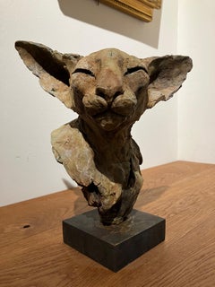 ''Bastet Study 4'', Contemporary Bronze Sculpture Portrait of a Bastet, Cat
