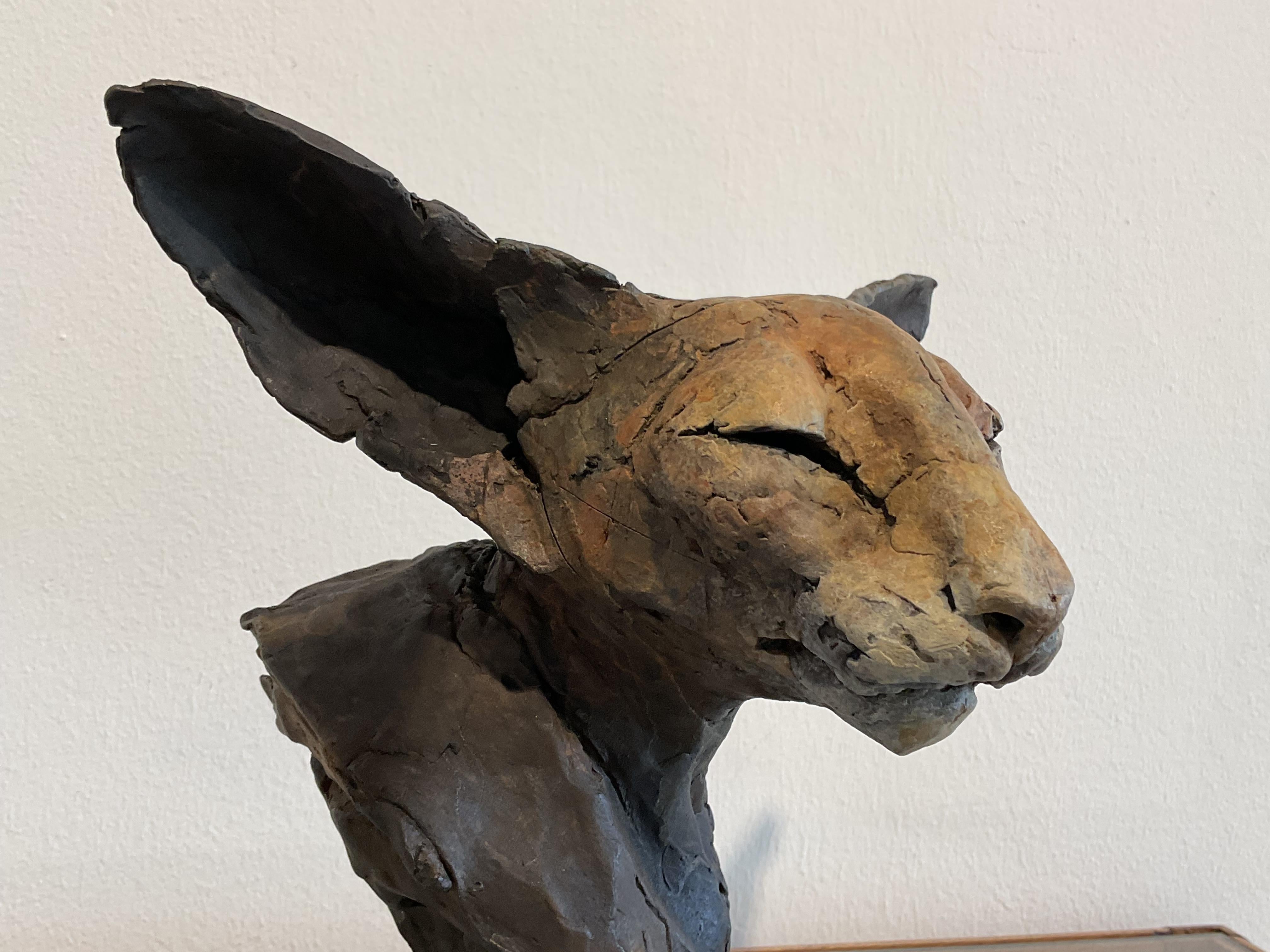 ''Bastet Study 4'', Contemporary Bronze Sculpture Portrait of a Bastet, Cat 2