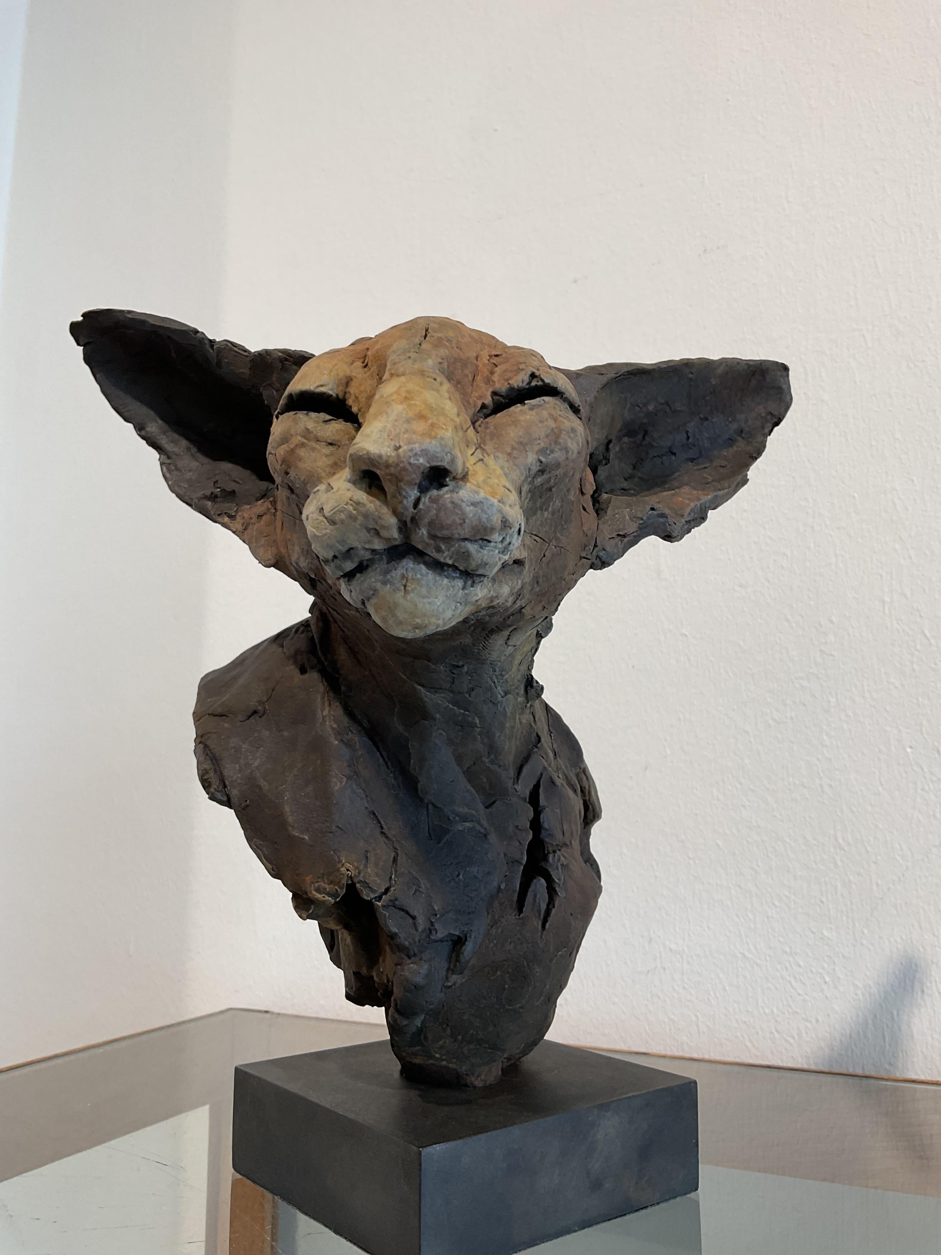 ''Bastet Study 4'', Contemporary Bronze Sculpture Portrait of a Bastet, Cat 4